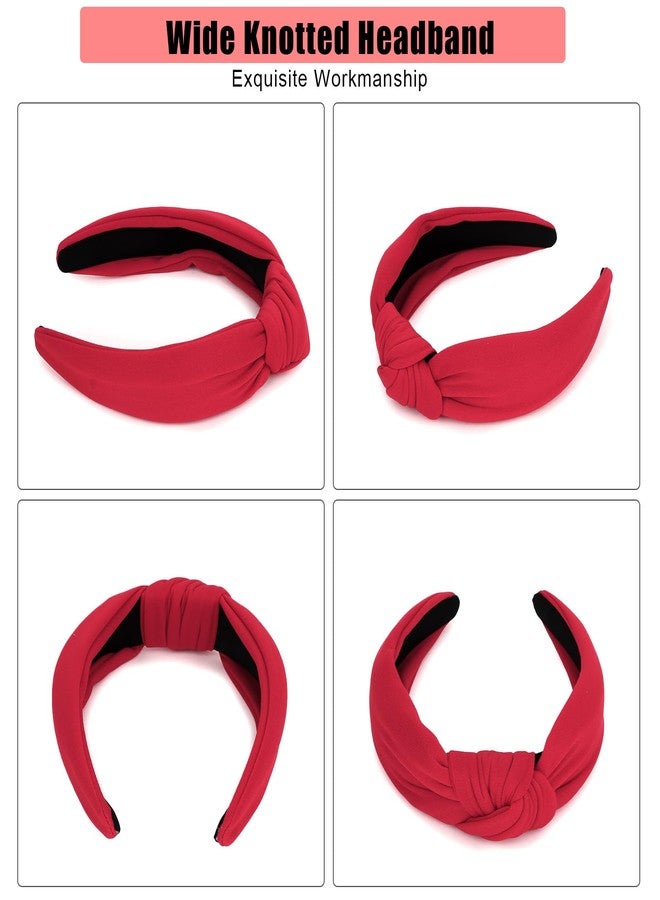 Ondder Red Top Knot Headbands - Wide Knotted Non-Slip Fashion Headbands for Women and Girls, Cloth Hair Bands - Image 4